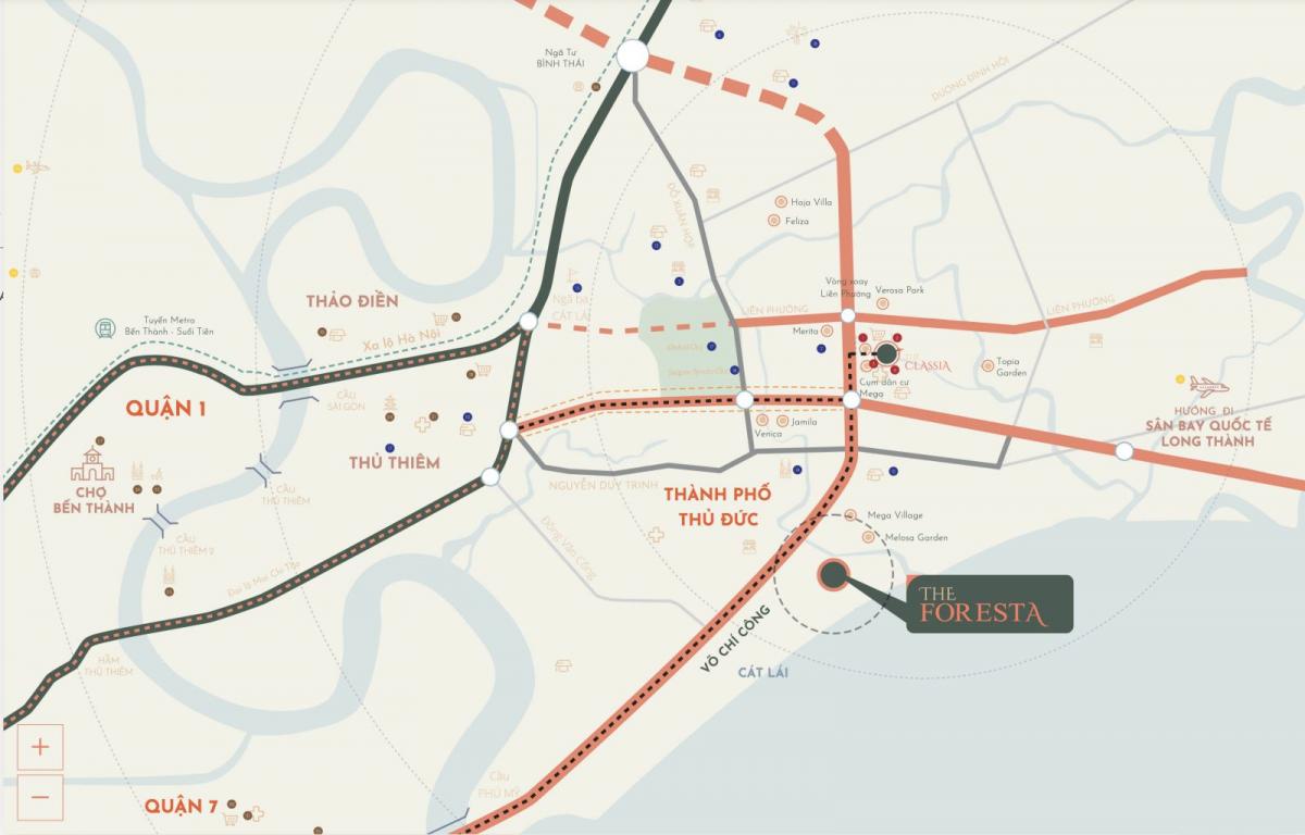 Vị trí dự án The Foresta Khang Điền Quận 2 Thủ Đức