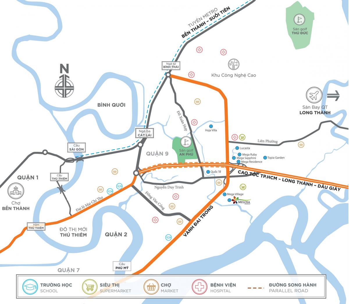 vi trí dự án Melosa Garden