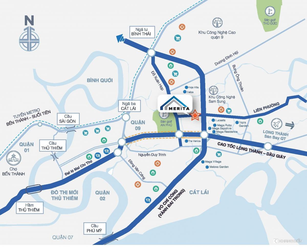 vi trí dự án Merita Khang Điền